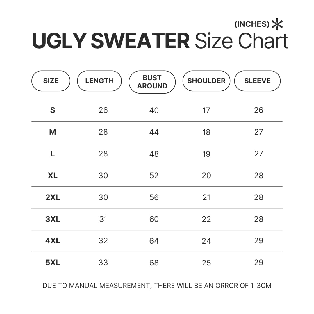Ugly Sweater Size Chart - Detective Conan Merch