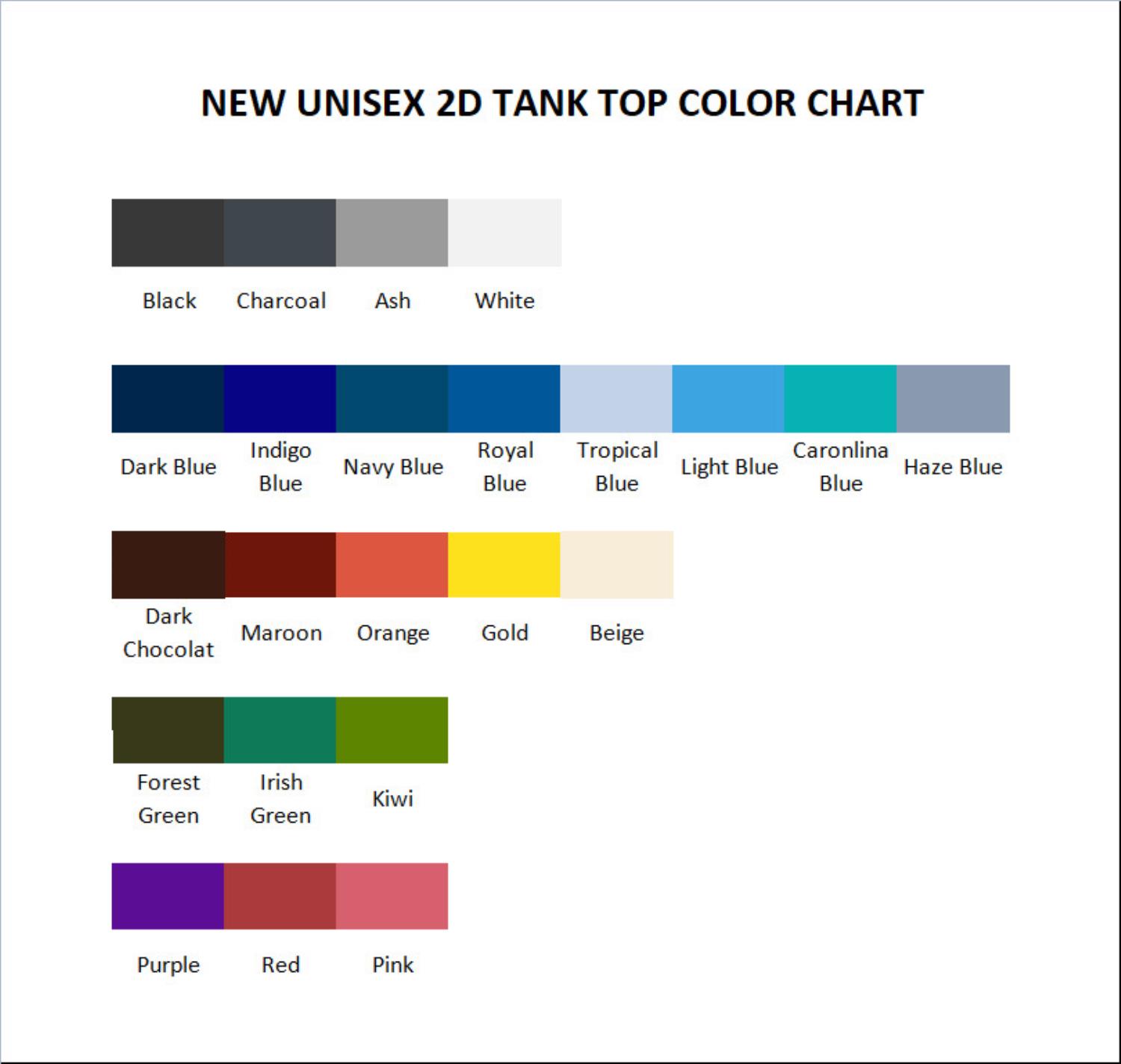 tank top color chart - Detective Conan Store