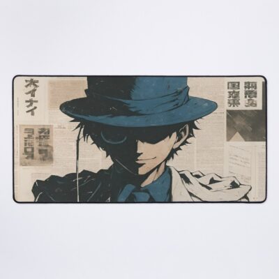 Mysterious Gentleman In Vintage Top Hat Noir Anime Style Art Mouse Pad