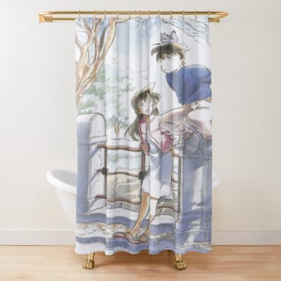 Detective Conan Edit Shinichi And Ran At The Park Shower Curtain